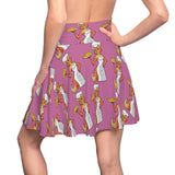 Pink Foxy Pizza Chef Women's Skater Skirt (AOP)