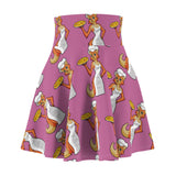 Pink Foxy Pizza Chef Women's Skater Skirt (AOP)