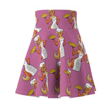 Pink Foxy Pizza Chef Women's Skater Skirt (AOP)